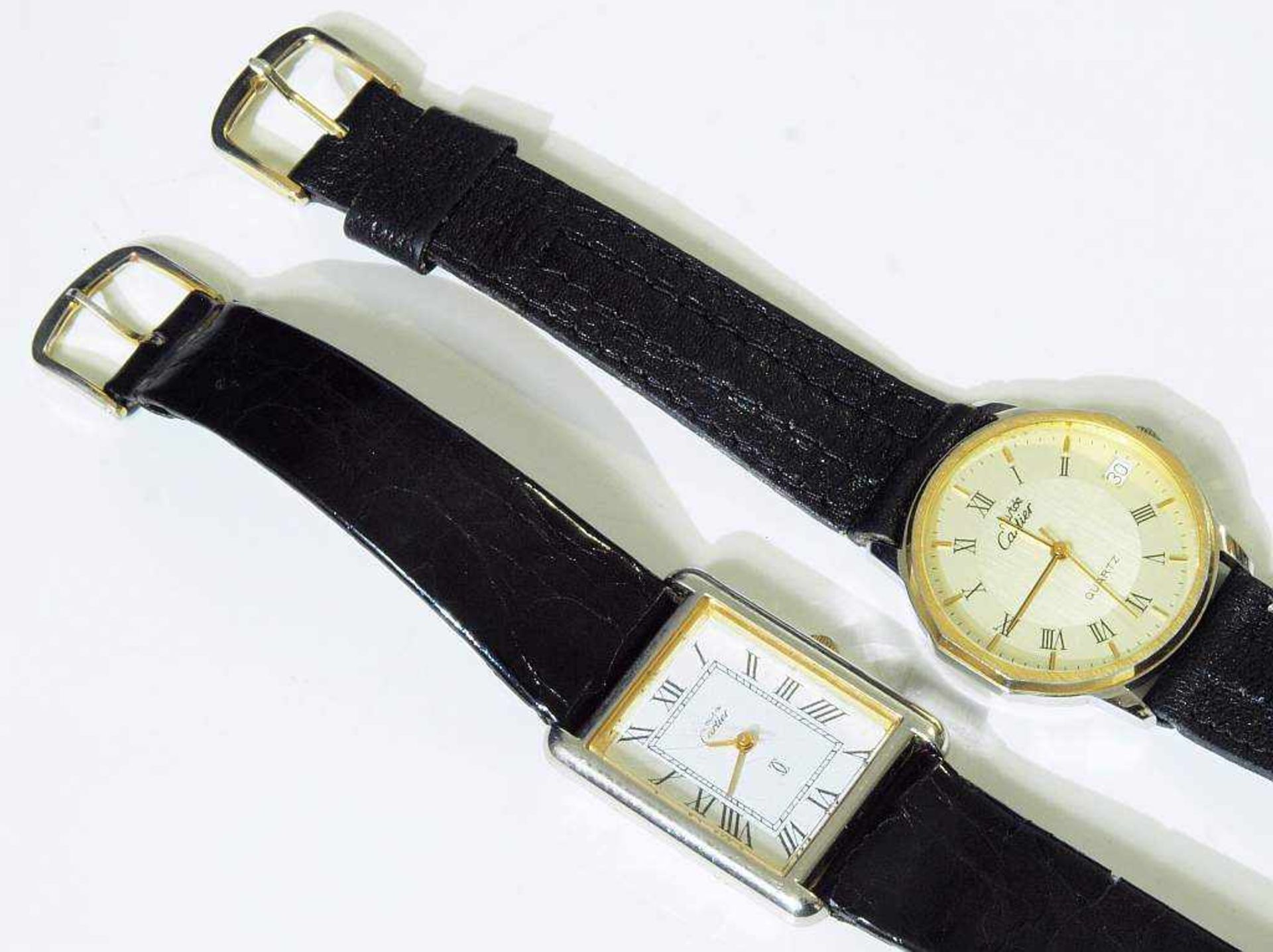Zwei CARTIER Armbanduhren.Zwei CARTIER Armbanduhren. 1) Armbanduhr mit rechteckigem Stahlgehäuse - Bild 4 aus 7