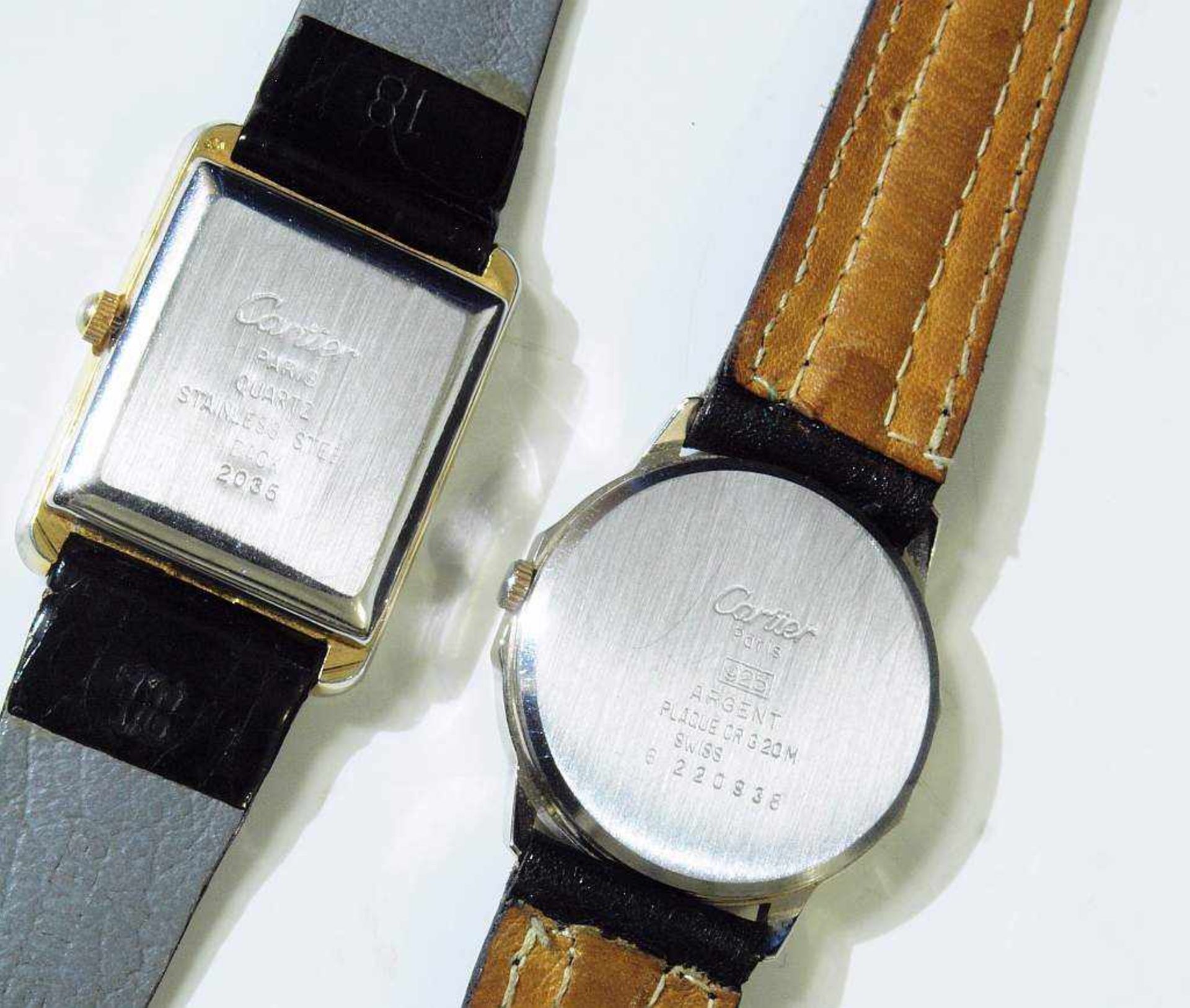 Zwei CARTIER Armbanduhren.Zwei CARTIER Armbanduhren. 1) Armbanduhr mit rechteckigem Stahlgehäuse - Bild 5 aus 7