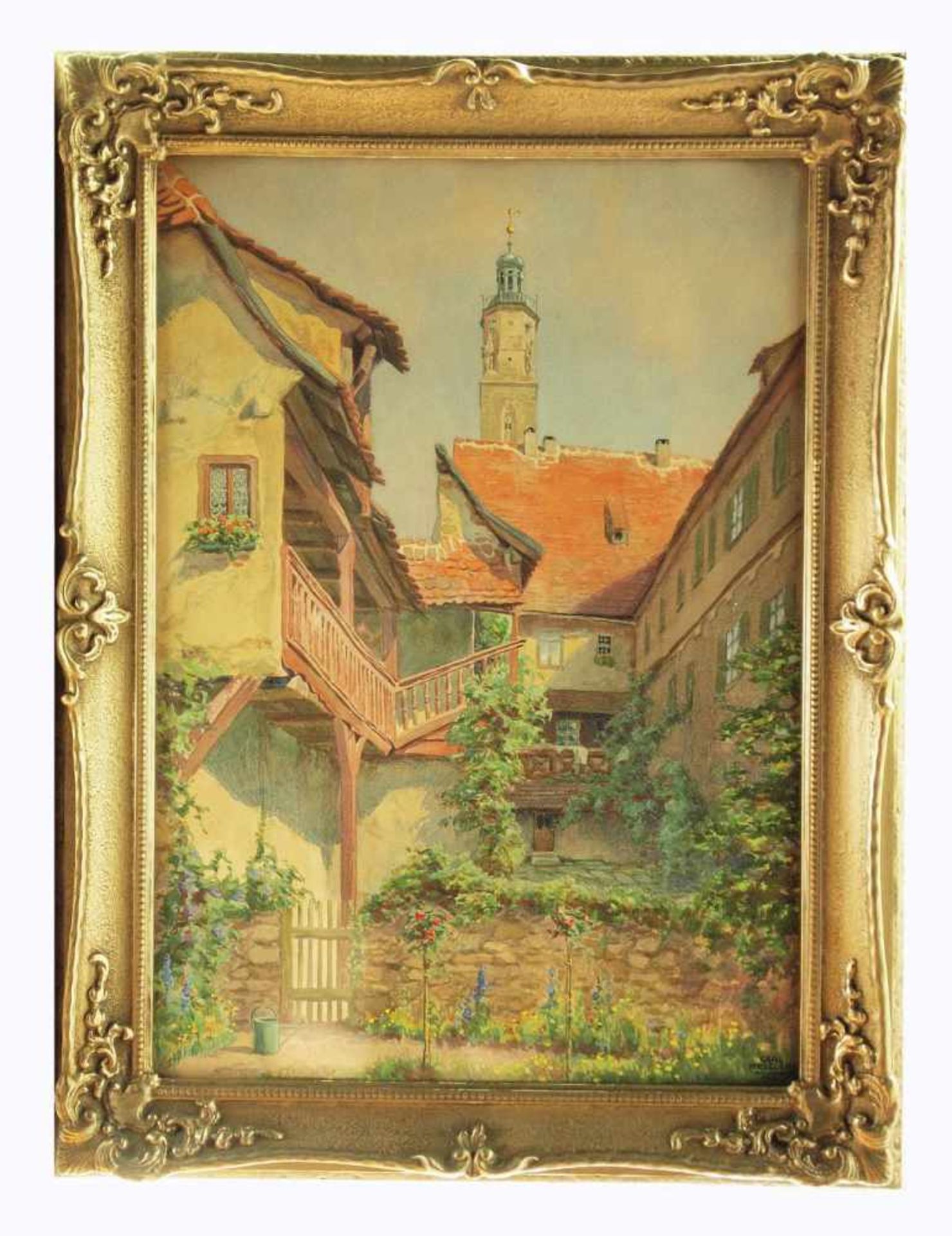 KESSLER, Carl.KESSLER, Carl. 1876 Coburg - 1968 München. Blick auf ein sommerliches Anwesen, Törwang - Bild 3 aus 6