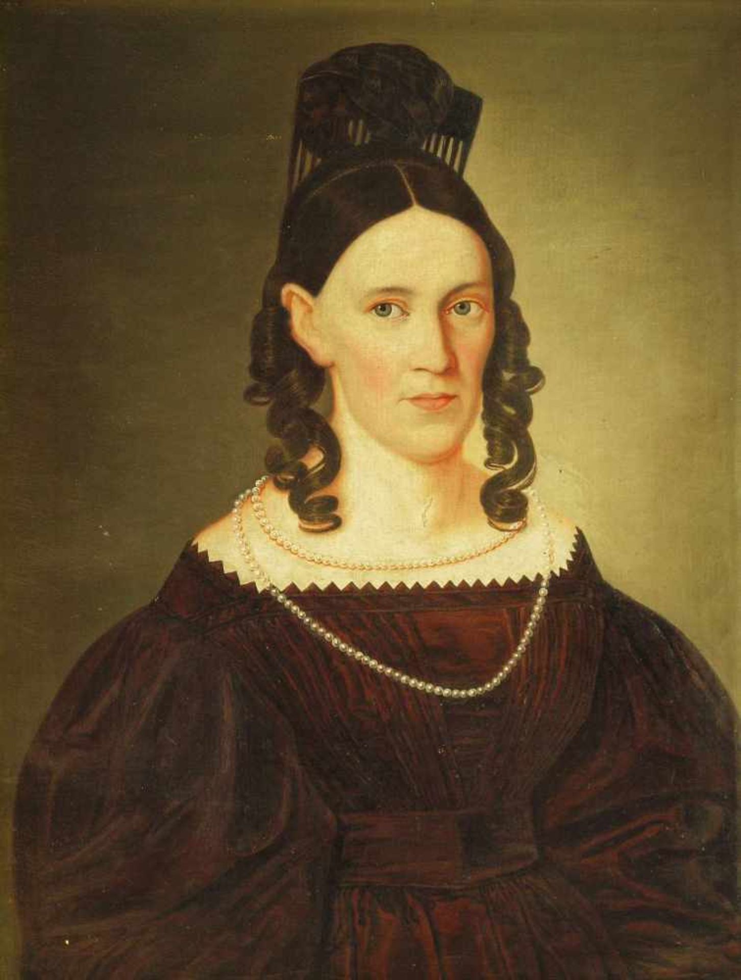 Biedermeier-Damenporträt.Biedermeier-Damenporträt. 19. Jahrhundert. Porträt einer jungen Dame im - Bild 2 aus 5