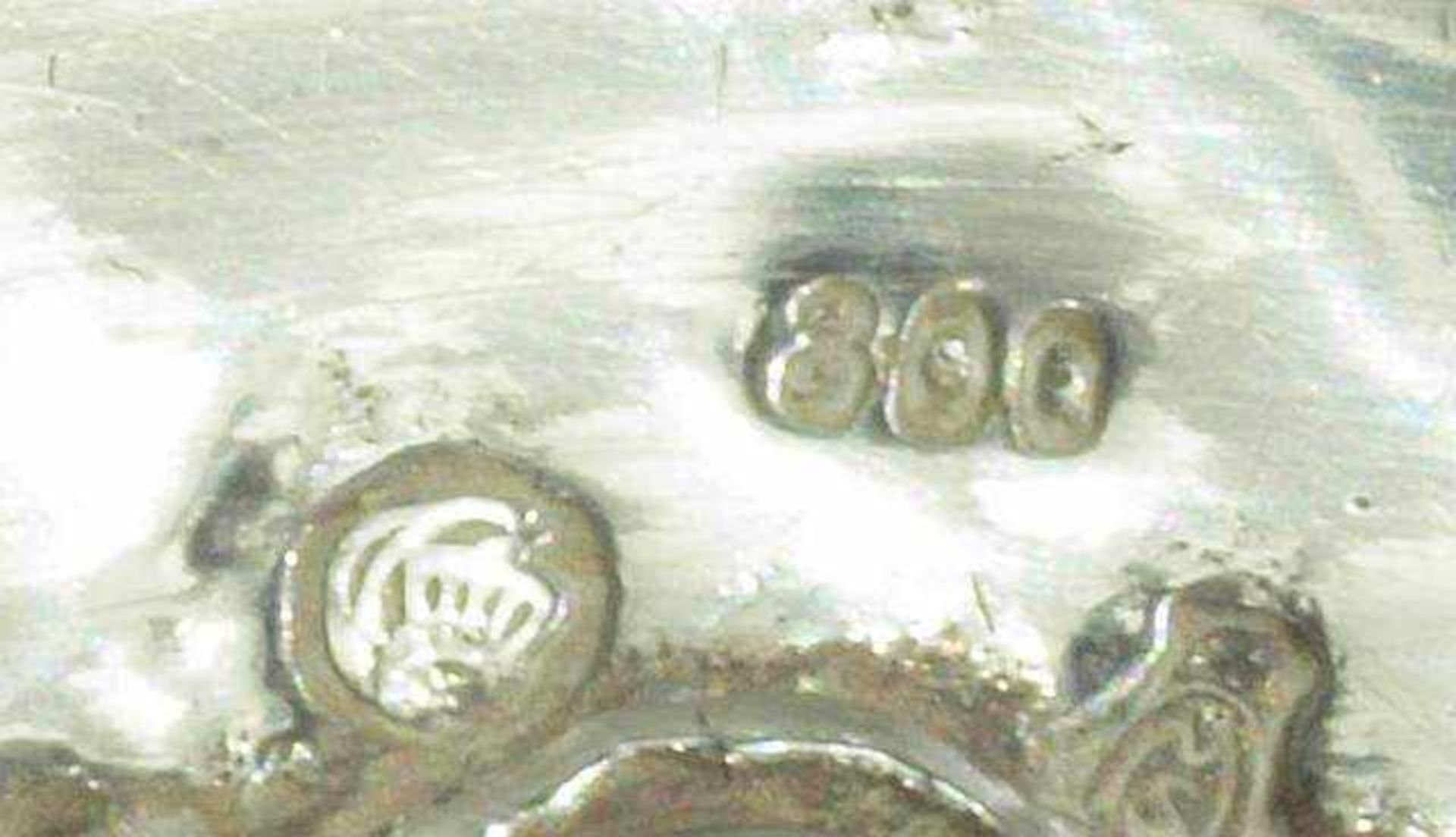 Durchbruchschale.Durchbruchschale. 800er Silber. Gemuldete ovale Form, Fahne durchbrochen - Bild 6 aus 6