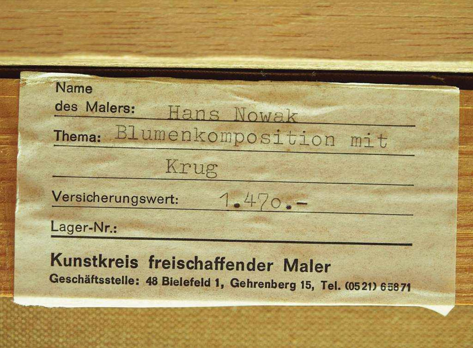 NOWAK, Hans.NOWAK, Hans. 1922 Halle/Saale - 1996 Worpswede. Blumenstilleben mit Klatschmohn und - Bild 5 aus 9