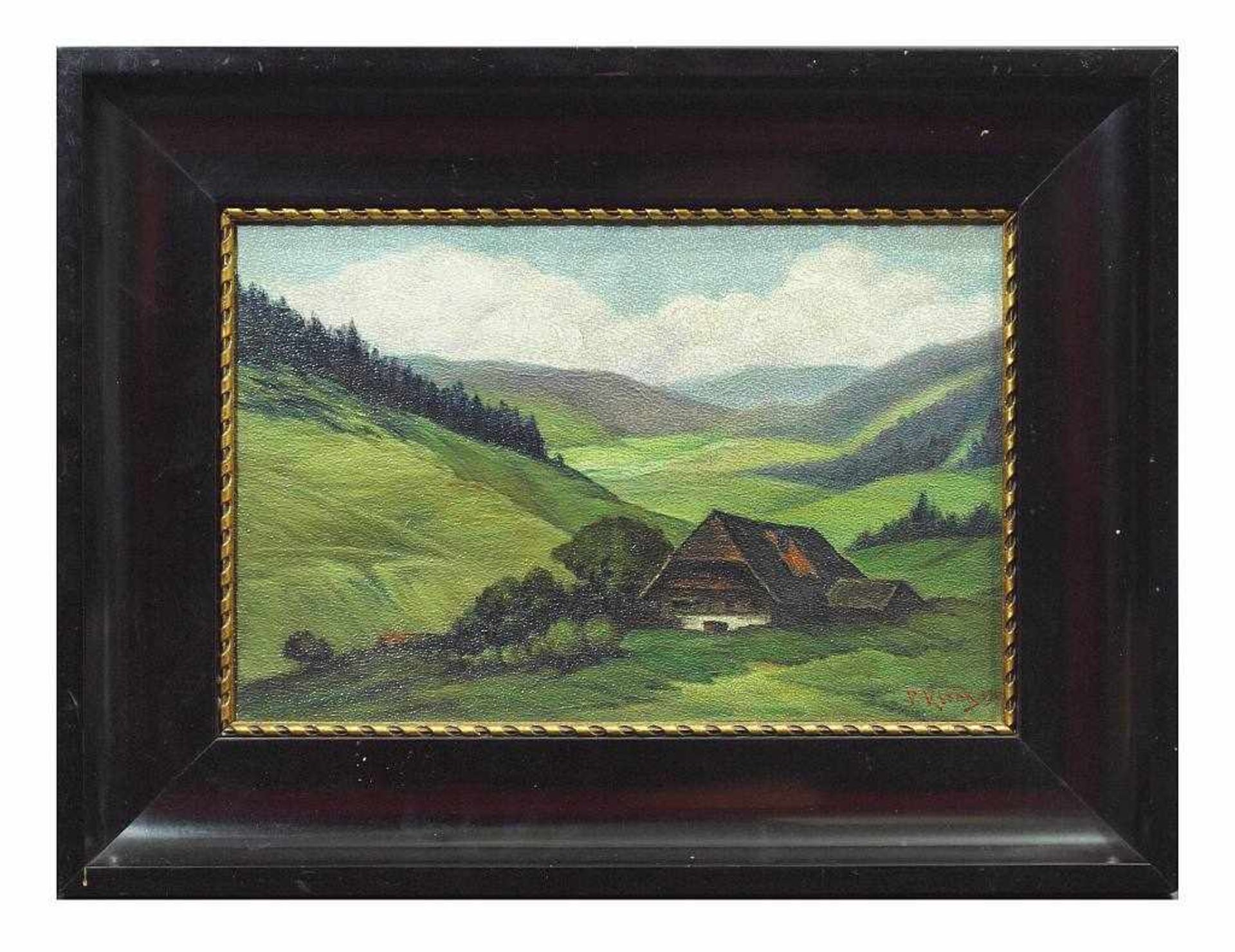 KLENK, F. KLENK, F. 20. Jahrhundert. Bauerngehöft in Schwarzwaldlandschaft. Öl auf Karton, rechts - Bild 3 aus 5