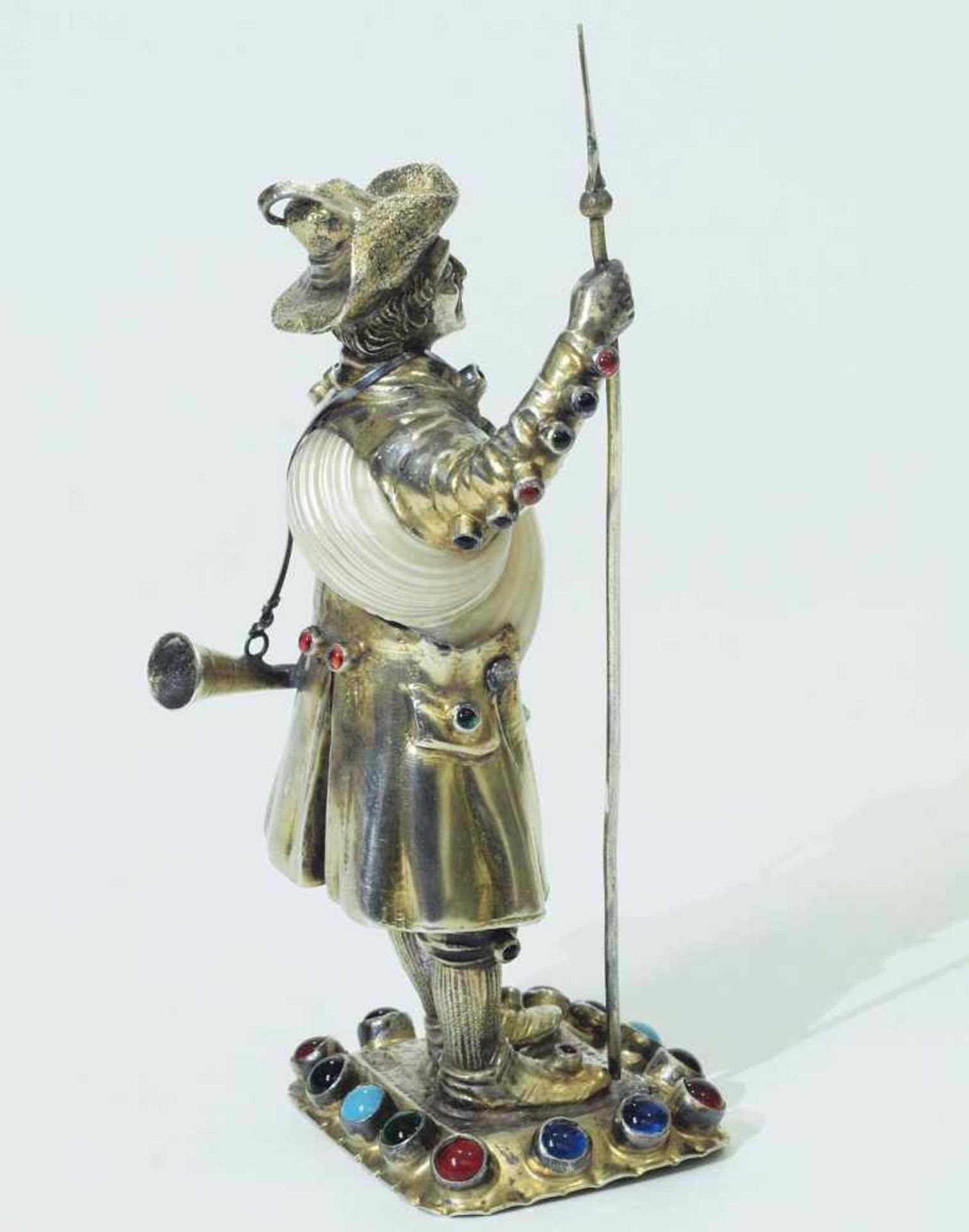 Kabinettfigur "Nachtwächter".Kabinettfigur "Nachtwächter". 19. Jahrhundert, Silber geprüft, Korpus - Image 5 of 6