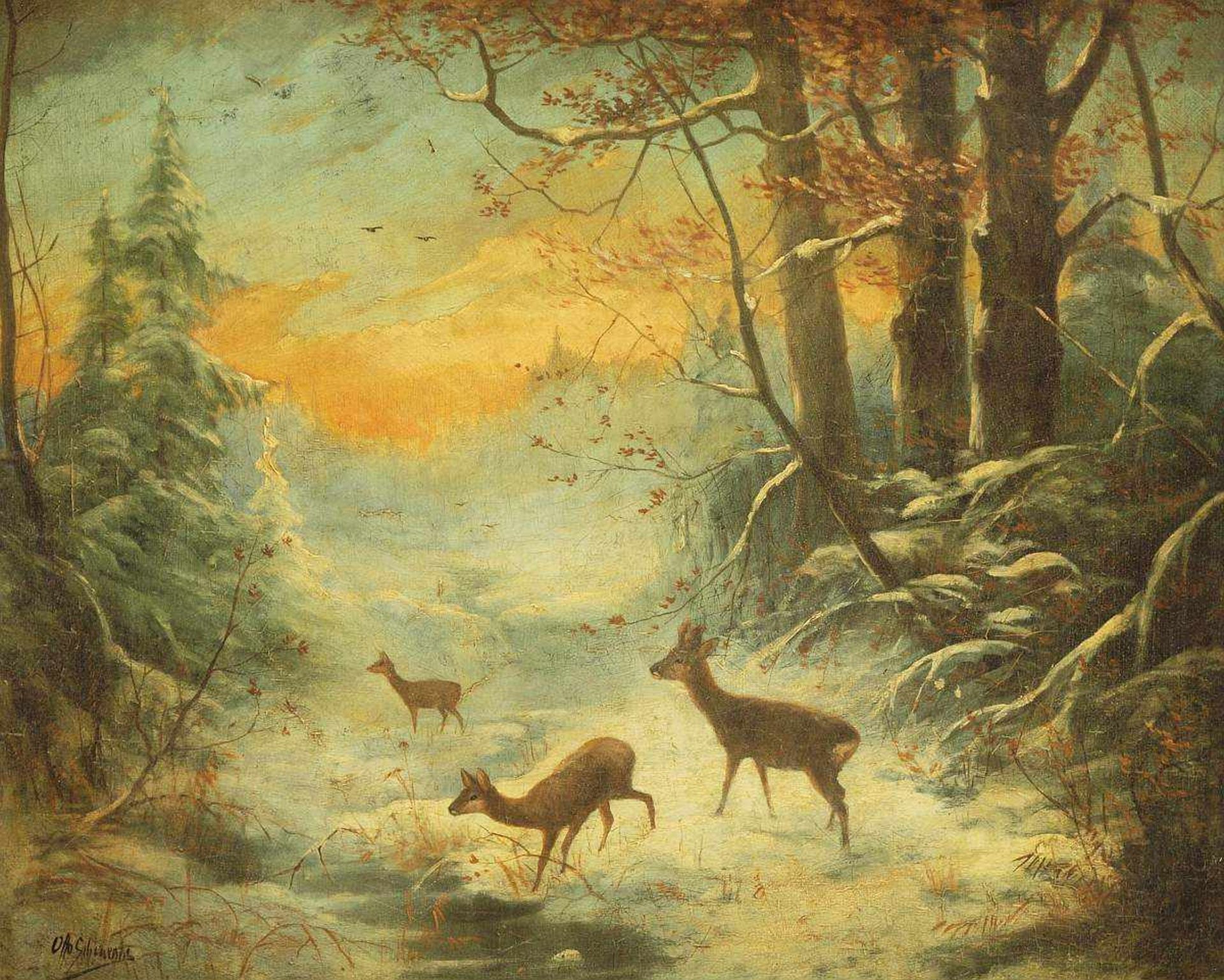 SCHEUERER, Otto. SCHEUERER, Otto. 1862 München - 1934 ebenda. Romantische Winterlandschaft im - Bild 2 aus 5