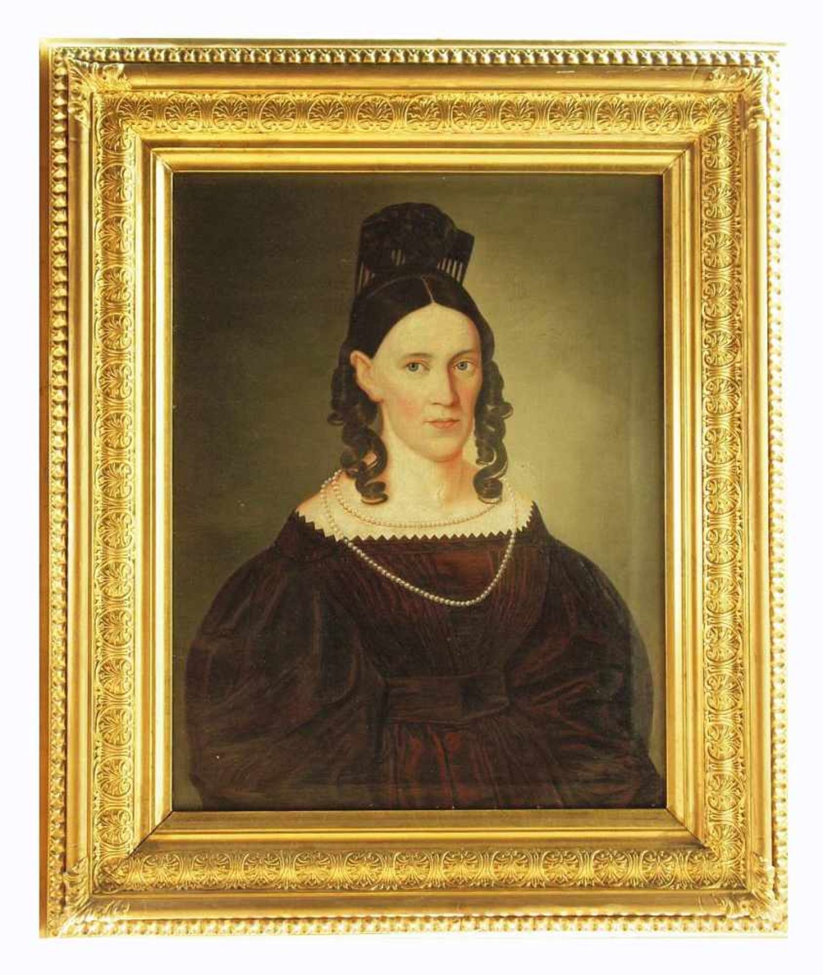 Biedermeier-Damenporträt.Biedermeier-Damenporträt. 19. Jahrhundert. Porträt einer jungen Dame im - Bild 3 aus 5