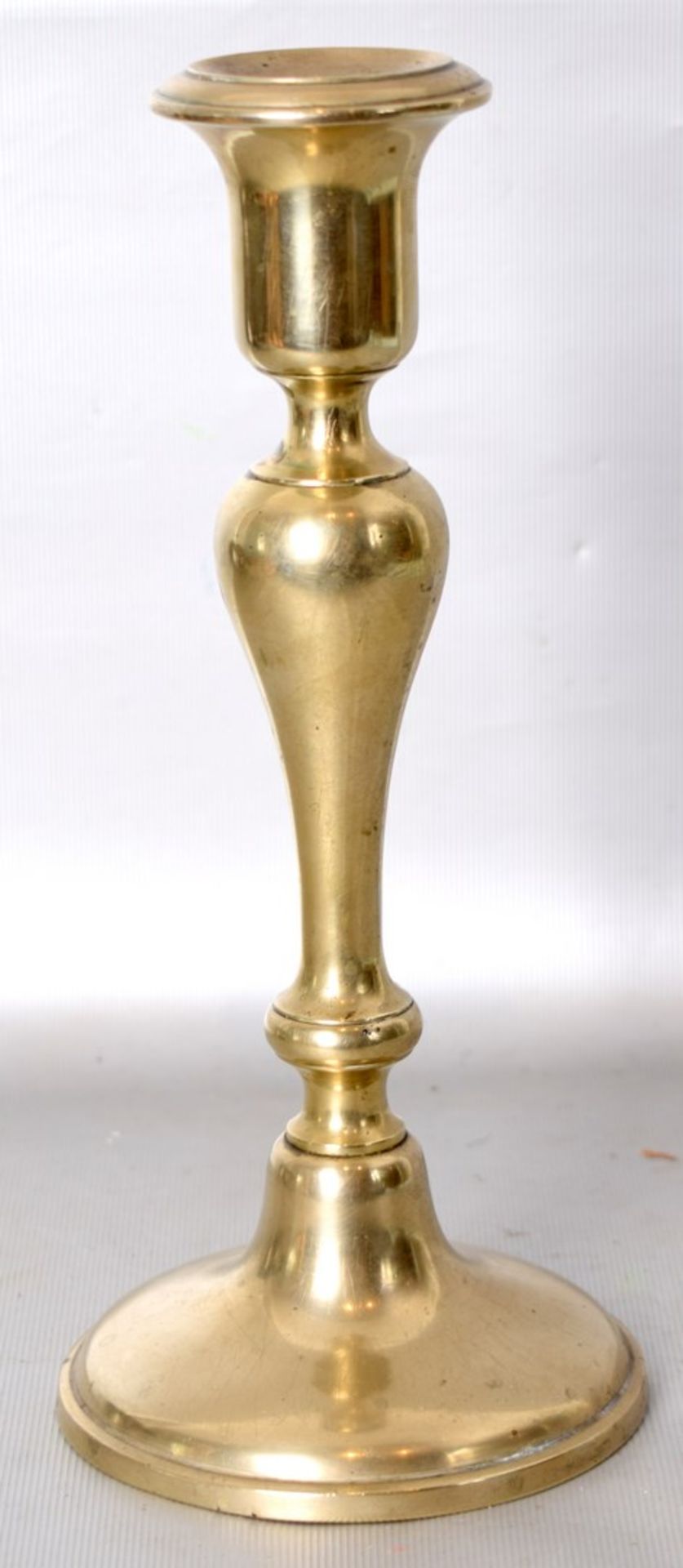 Leuchter Metall, 1-lichtig, runder Fuß und Schaft, H 25 cm, 19. Jh.