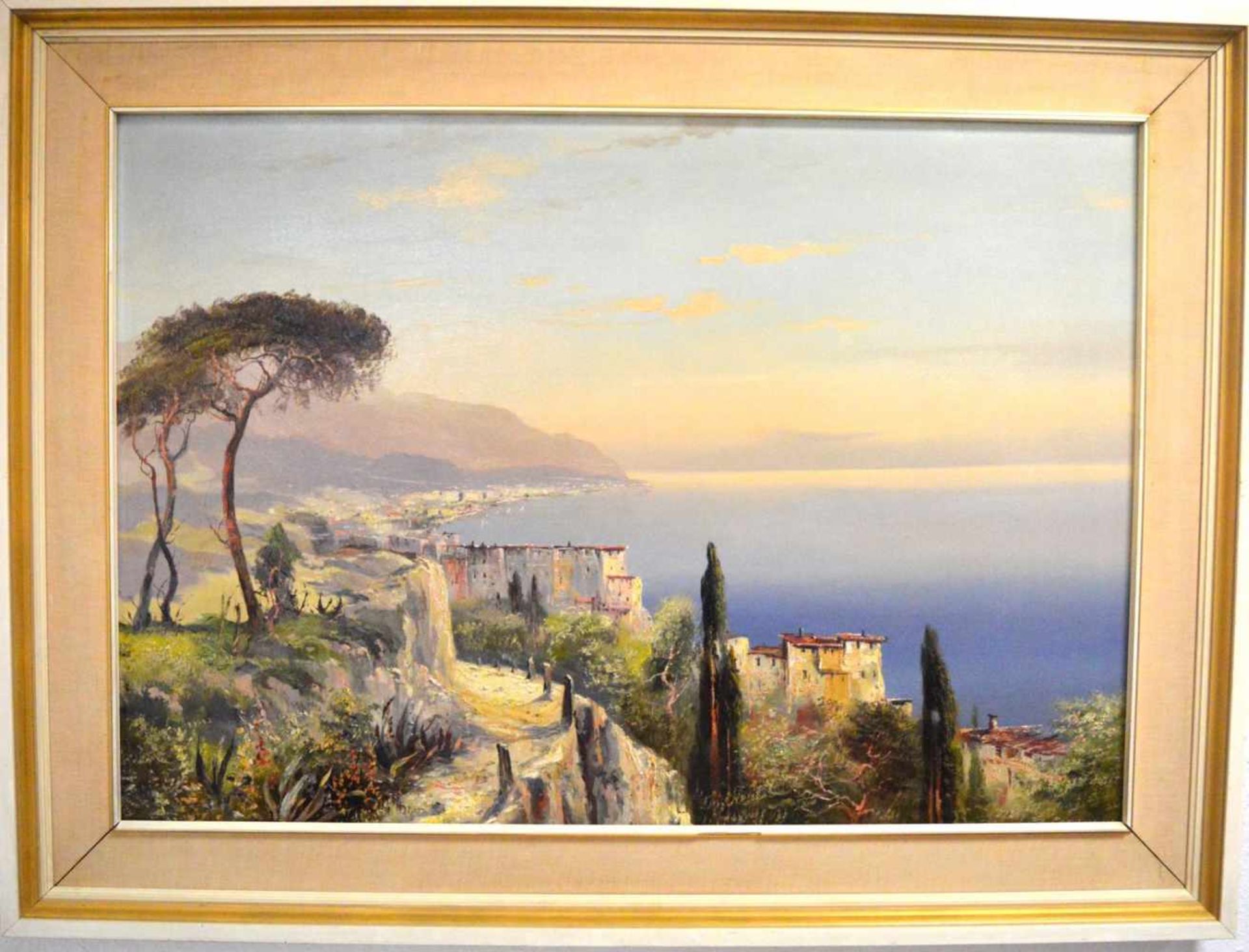 Unbekannter Maler 20. Jh., Ansicht von Porto Fino an der italienischen Riviera, Öl/Lwd., u.r.