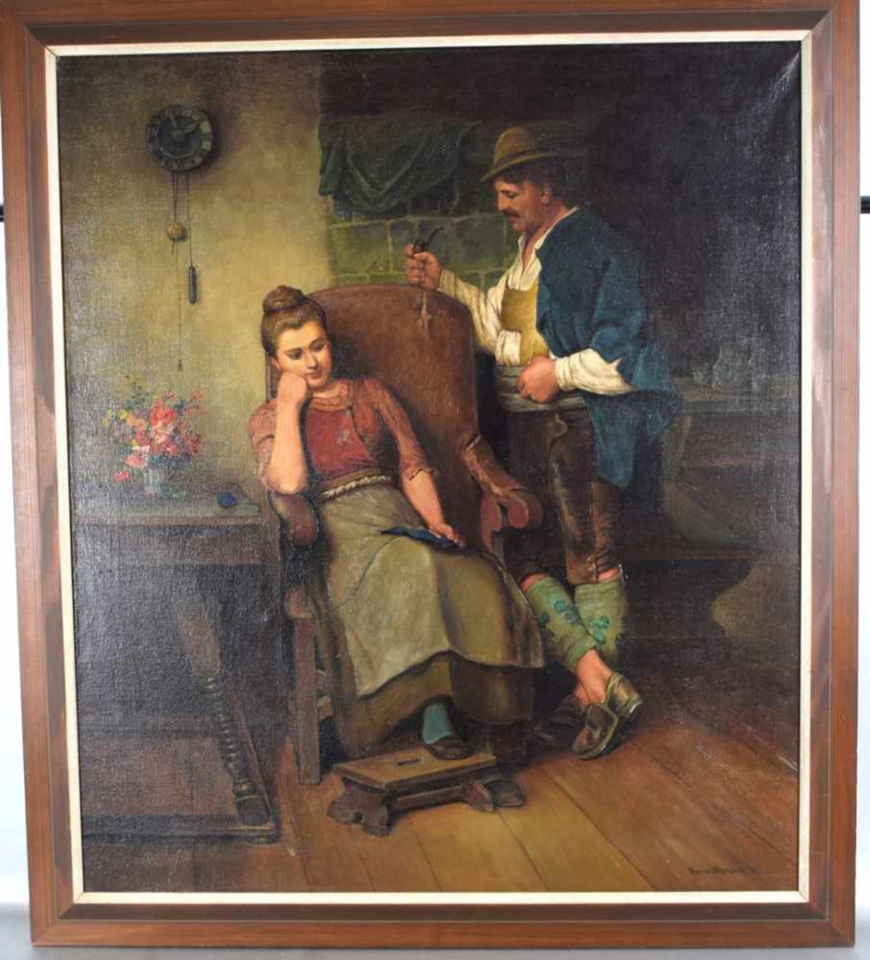 Hermann Morian? dat. 1942, bayrisches Bauernpaar in der Stube, Öl/Lwd., u.r.sign. und dat., 72 X