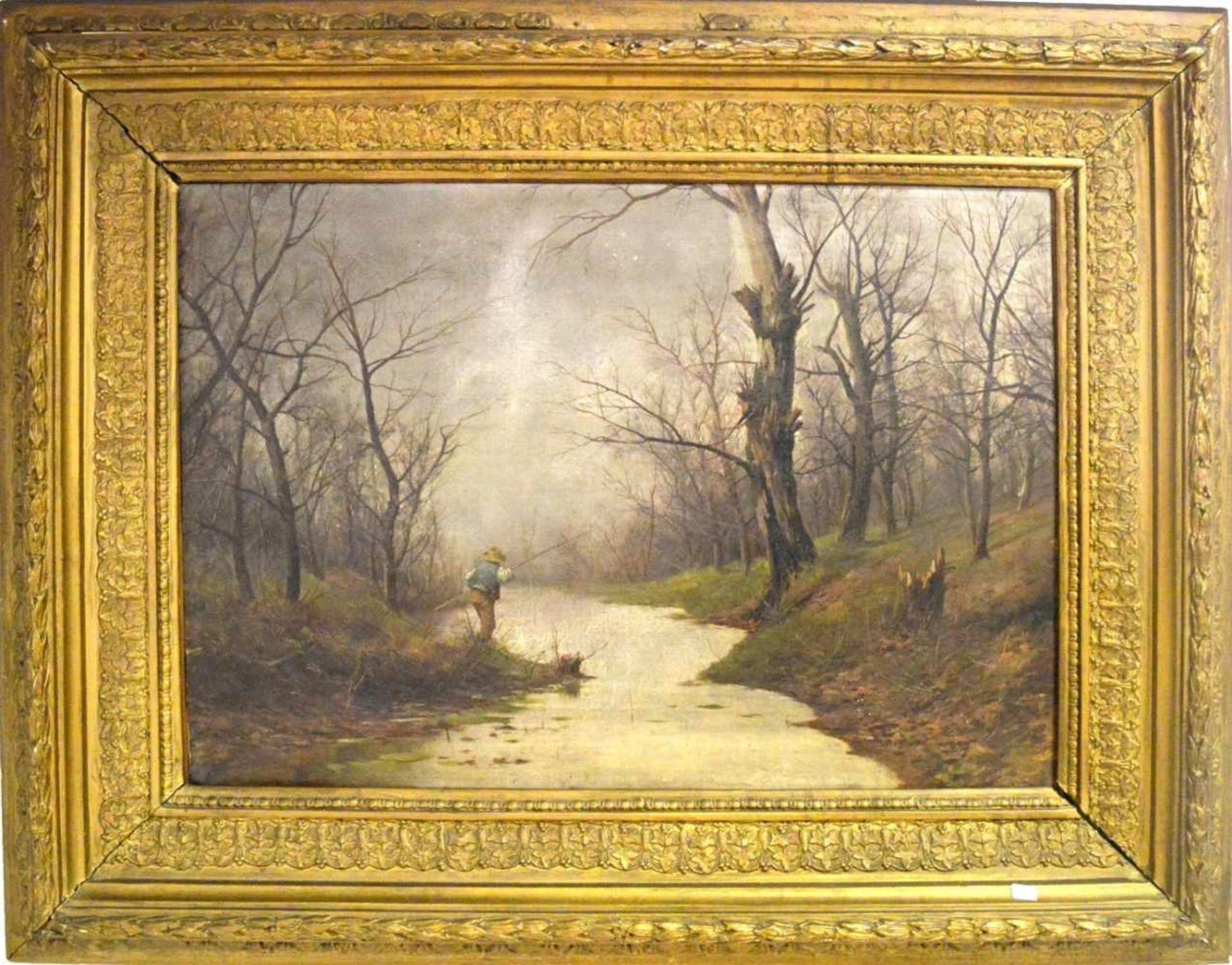 Francesco Capuano 1854-1908 Neapel, Angler am Flusslauf in herbstlicher Landschaft, Öl/Lwd., u.l.