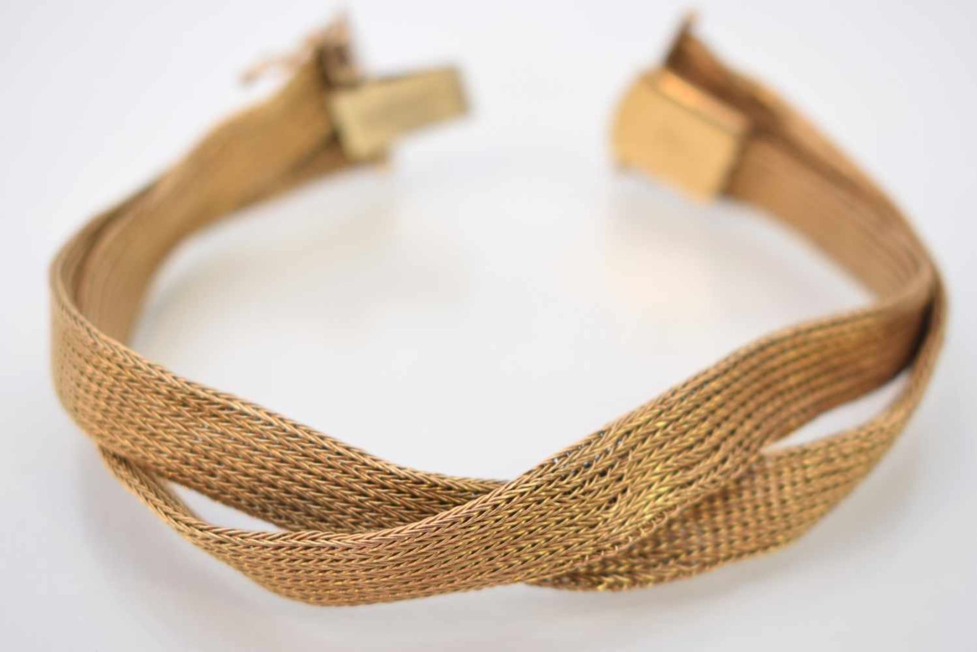 Damenarmband18 kt. Gelbgold, geflochten, 27,2 g, mit Sicherheitsverschluss