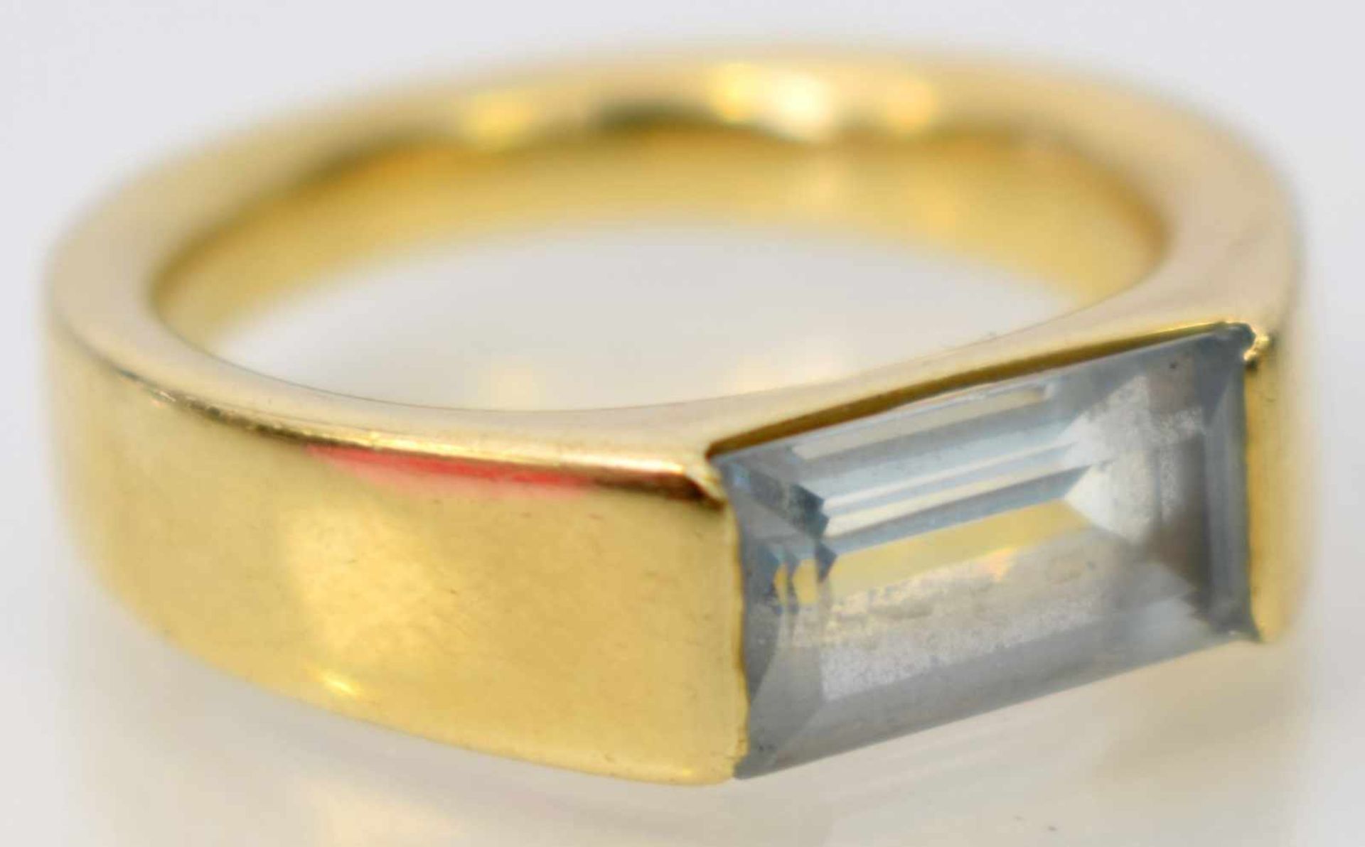 Damenring18 kt. Gelbgold, mit Aquamarin, Cabochon, 12 g, RG 56