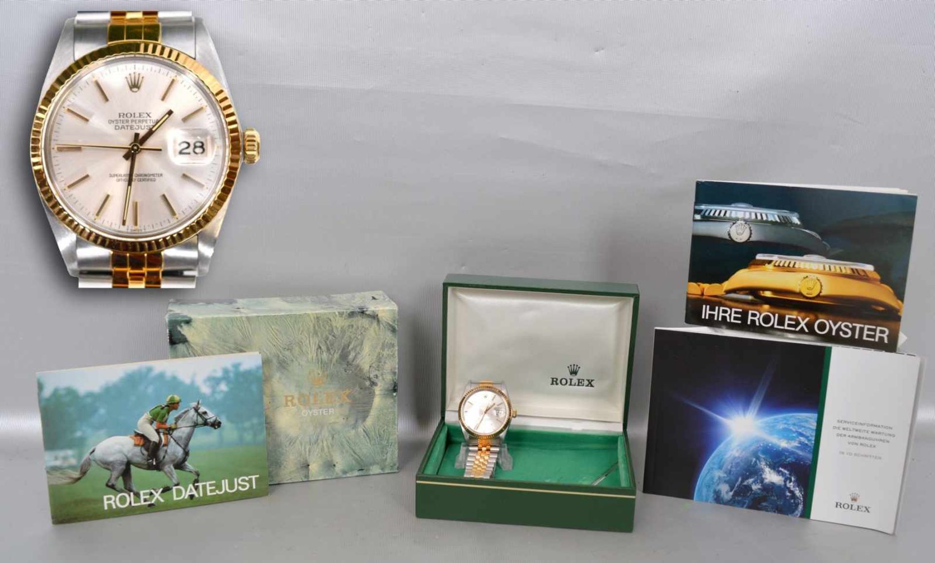 Herrenarmbanduhr Rolex Oyster DatejustStahlgold, mit originaler Box und Papieren, sehr guter