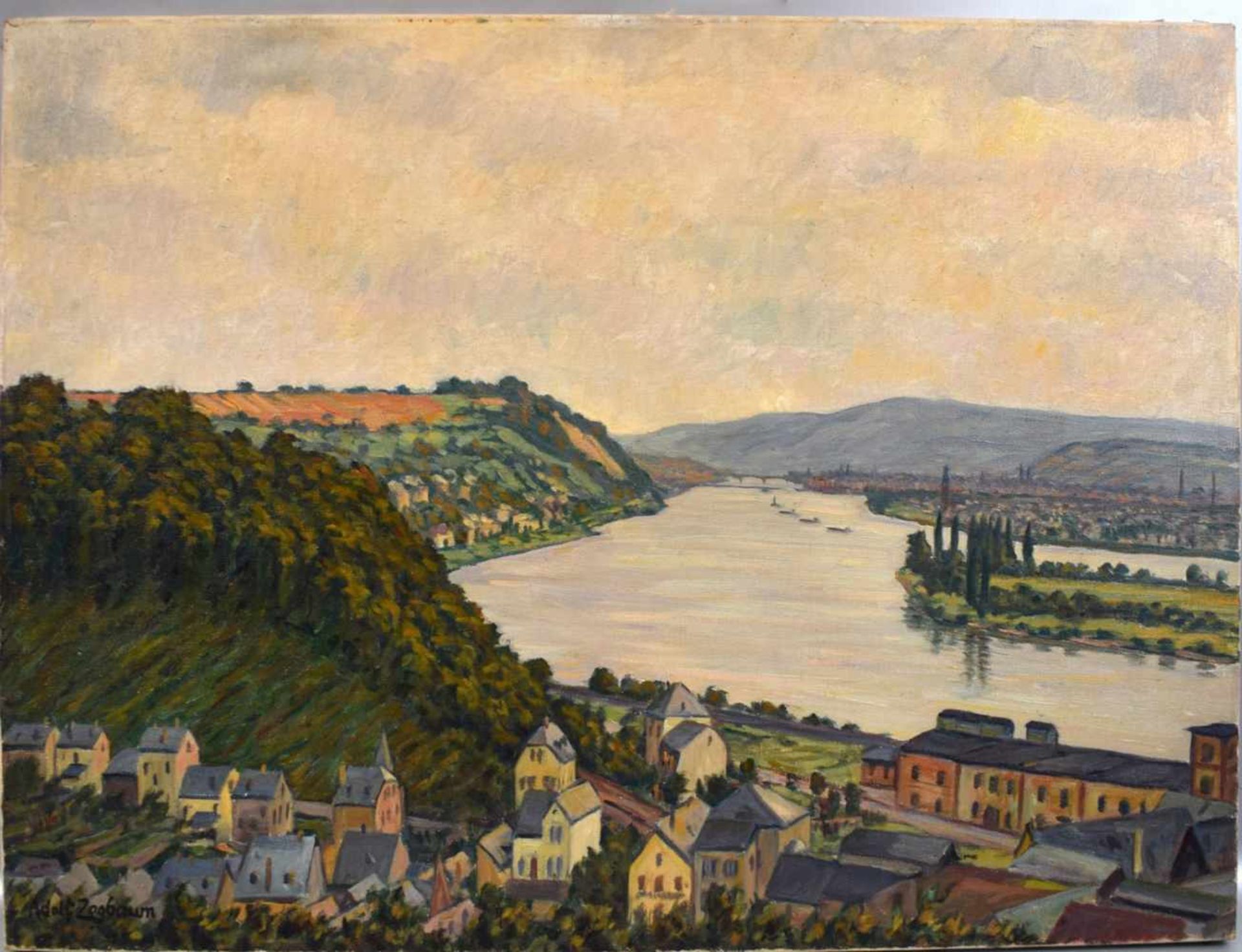 Adolf Zogbaum1883 Camphausen, ansässig in Koblenz, Teilansicht von Andernach, Öl/Lwd., u.l.sign., 60