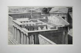 Schinkel (um 1820) "Blick auf Tempelanlage"; Lithographie; von Lasteyre; auf Stein gezeichnet von
