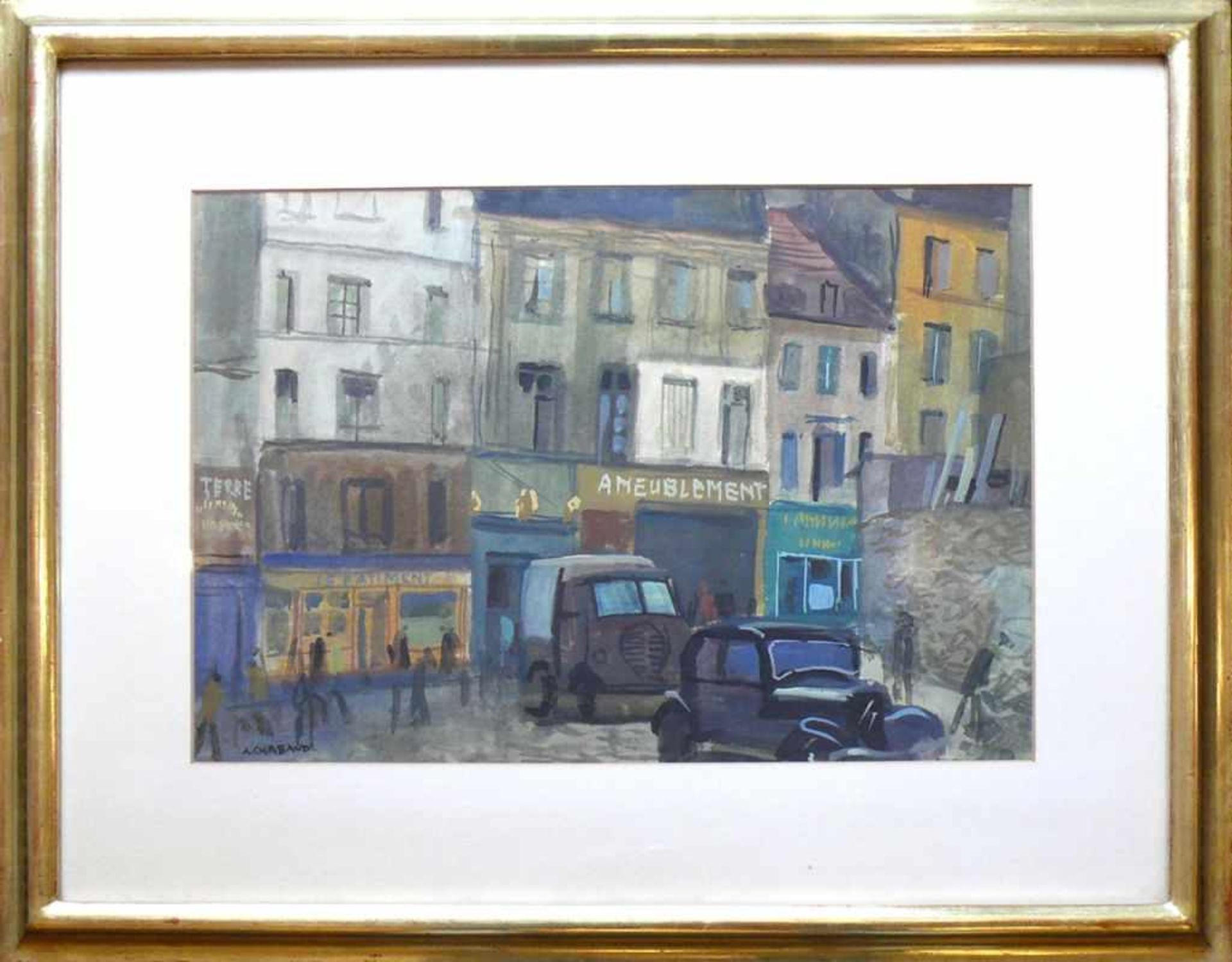 Chabaud "Pariser Strassenszene"; Aquarell; links unten sign.; ca. 38 x 52 cm; unter PP hinter Glas