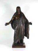 Stehender Christus (Anfg. 20.Jh.) Bronze, braun patiniert; auf quadratischem Sockel gemarkt: "Akt-