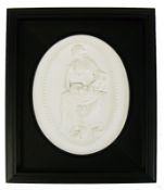 Wandplakette (Meissen, 2.H.20.Jh.) Weißporzellan; oval; reliefierte Darstellung der "Erato"; die