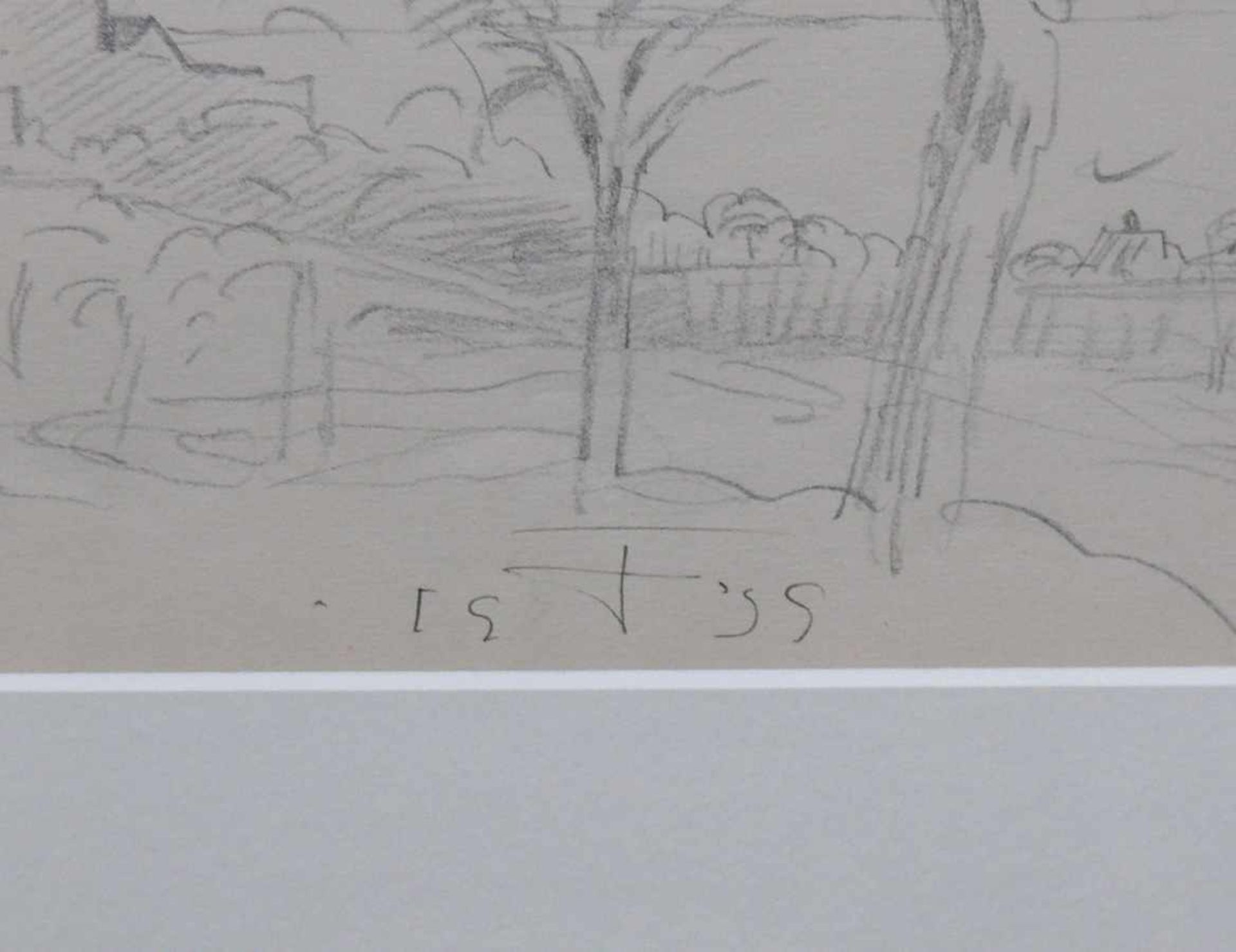 Dix, Otto (1891 Gera - 1969 Singen) "Horn/Bodensee"; Blick über Bäume und Reben auf Horn und - Bild 3 aus 5