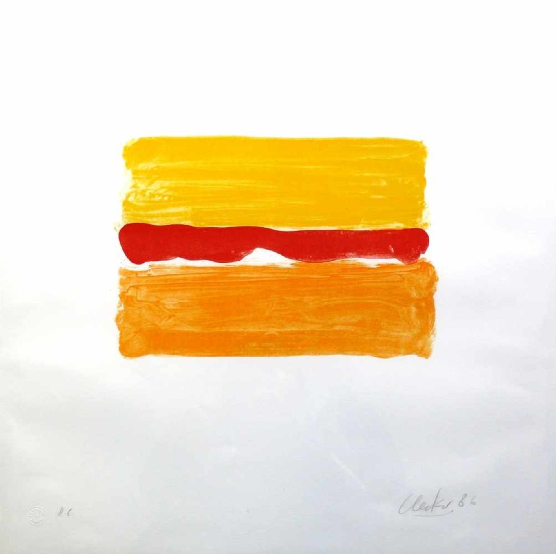 Uecker, Günther (1930 Wendorf) "Wüstenlicht"; 1986; mehrfarbige Original-Lithographie auf Rives-