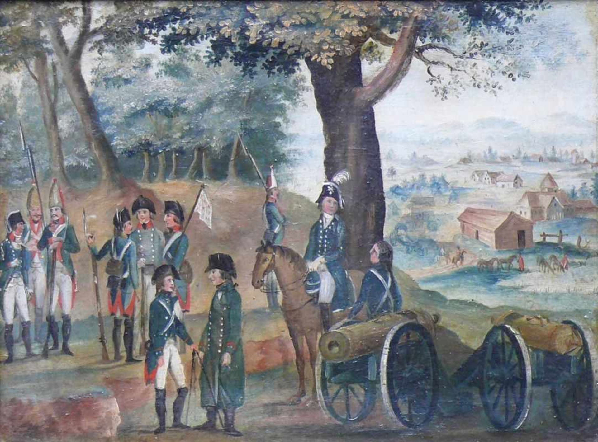 Dirr (Dürr), Johann Sebastian (Überlingen 1766 - 1830) "Soldaten mit 2 Kanonen" auf einer bewaldeten - Bild 2 aus 6