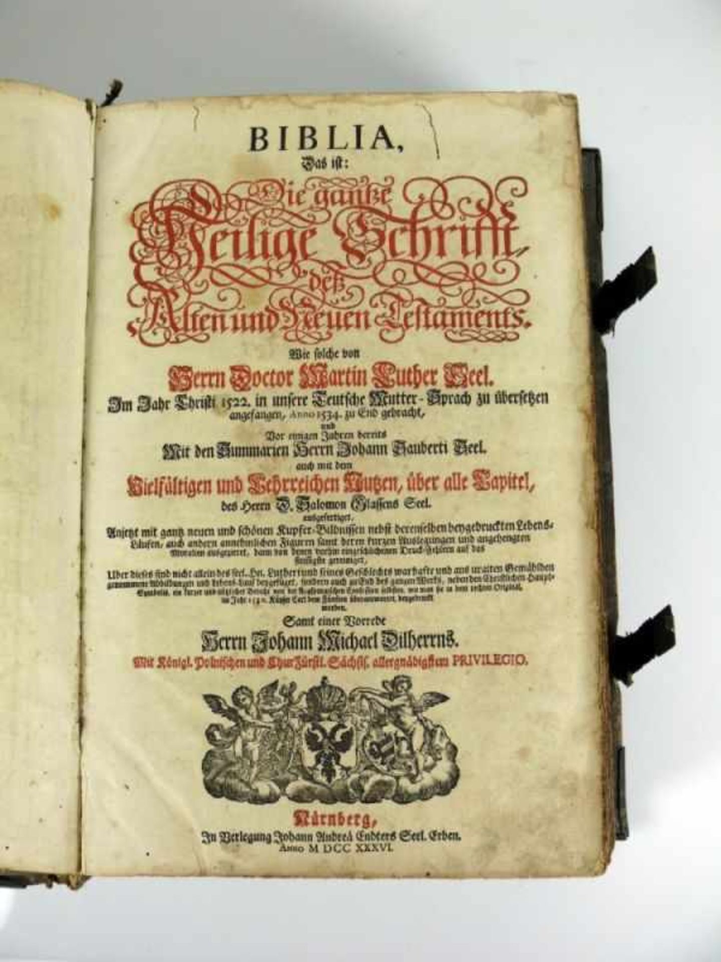 BIBLIA (1736) Die gantze Heilige Schrift des Alten und neuen Testaments wie solche von Herrn