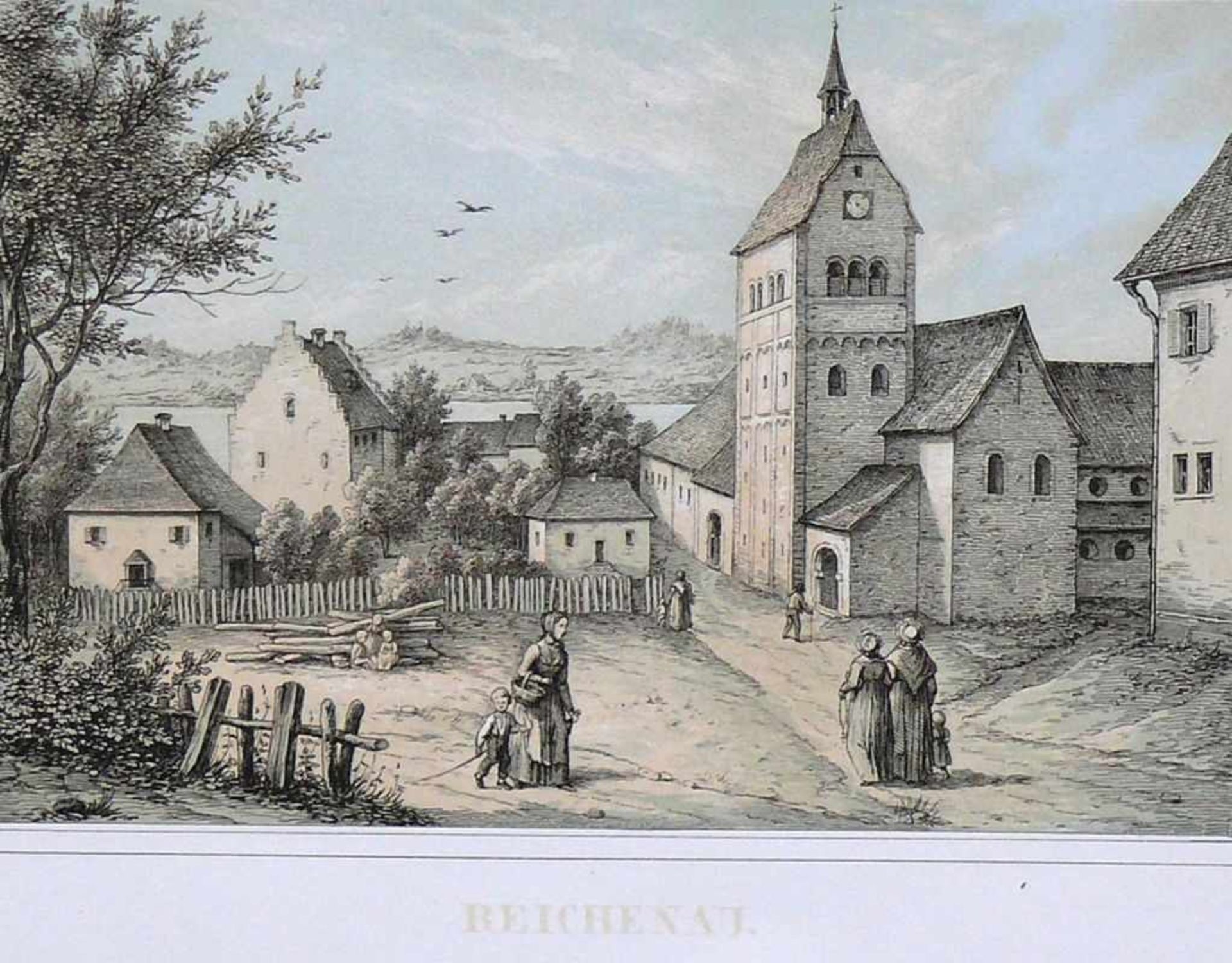 Reichenau (um 1850) Farblithographie; von Lucian Reich; Darstellungsgröße: 9 x 13 cm; unter PP; - Bild 2 aus 2