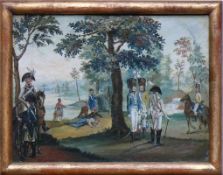 Dirr (Dürr), Johann Sebastian (Überlingen 1766 - 1830) "Soldaten bei der Rast"; in Ufernähe des