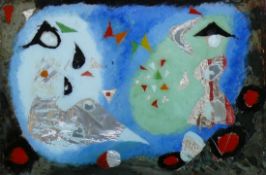 Becker, Curth Georg (Singen 1904 - 1972) "Abstrakte Komposition"; farbige Hinterglasmalerei mit