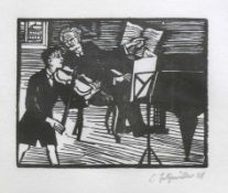 Felixmüller, Conrad (1897 Dresden - 1977 Berlin) "Beim Musikunterricht"; Holzschnitt; rechts unter