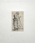 Callot, Jacques (attr., Nancy 1592 - 1635) "Bettlerin"; Radierung; ca. 14,5 x 8,6 cm; unter PP