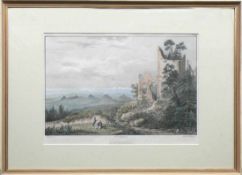 NEUHEWEN (19.Jh.) col. Litho von Engelmann/Ring/Villeneuve; Blick von Ruine in den Hegau; im