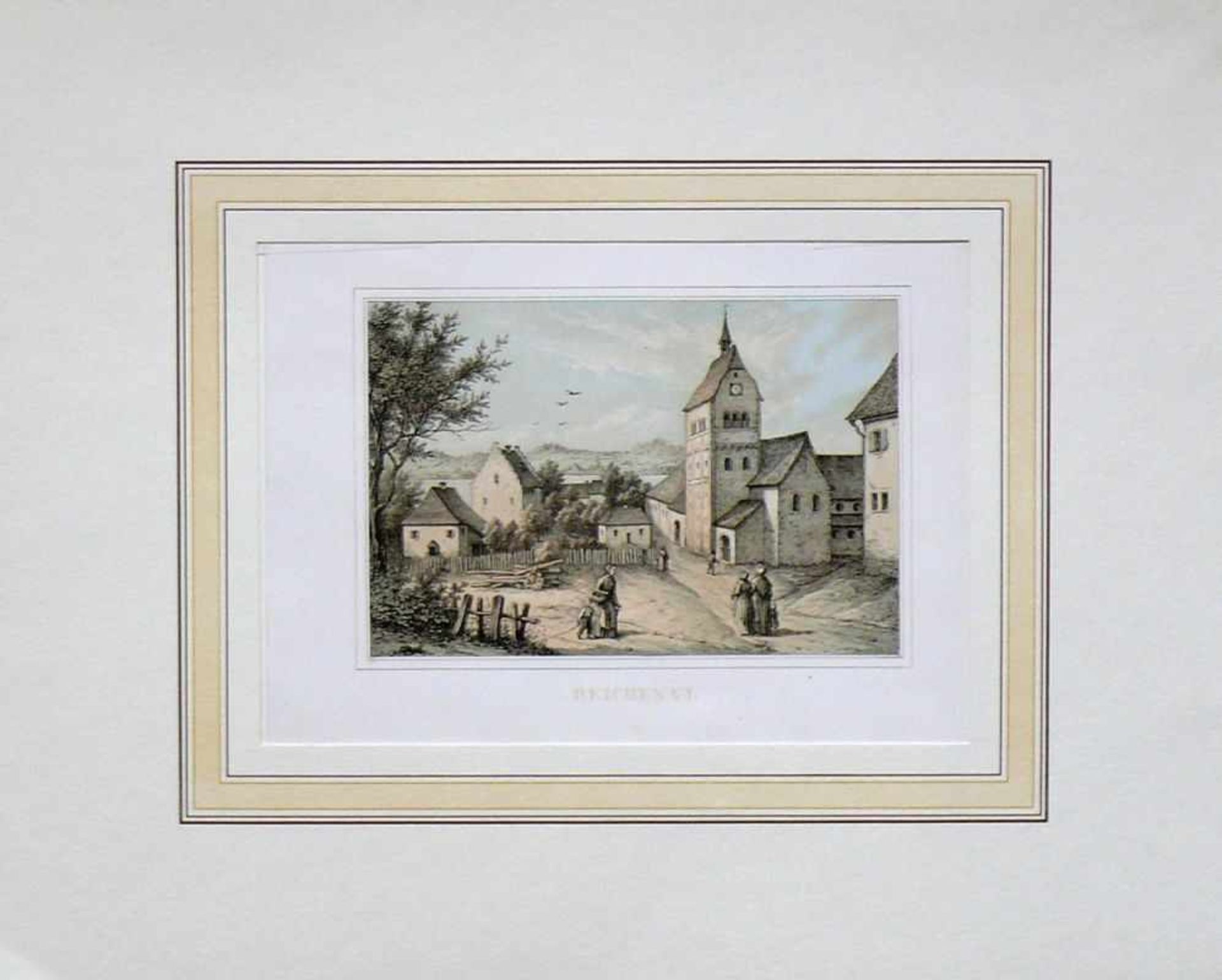 Reichenau (um 1850) Farblithographie; von Lucian Reich; Darstellungsgröße: 9 x 13 cm; unter PP;