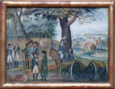Dirr (Dürr), Johann Sebastian (Überlingen 1766 - 1830) "Soldaten mit 2 Kanonen" auf einer bewaldeten
