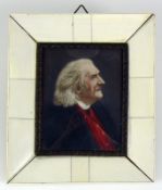 Miniaturist (20.Jh.) "Halbportrait eines älteren Mannes" (Franz Liszt); Mischtechnik/Elfenbein; am