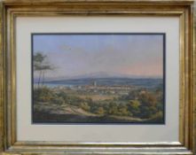 Constanz (um 1830) "Blick vom Fürstenberg auf die Stadt, den See und Alpen"; von Nordwesten;