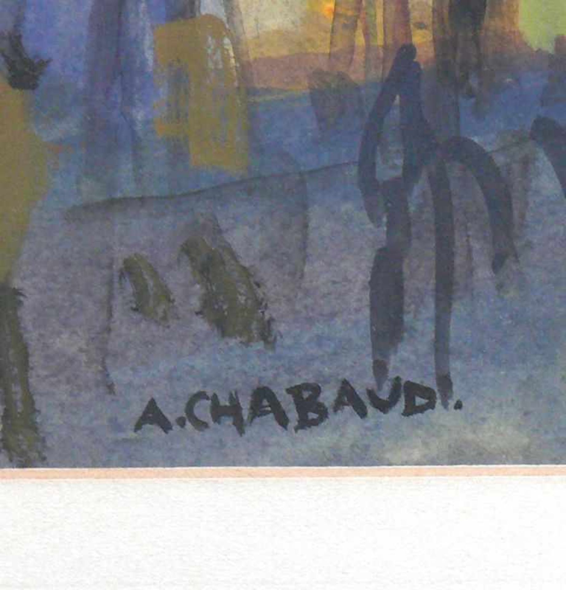 Chabaud "Pariser Strassenszene"; Aquarell; links unten sign.; ca. 38 x 52 cm; unter PP hinter Glas - Bild 3 aus 3