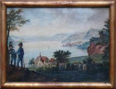 Dirr (Dürr), Johann Sebastian (Überlingen 1766 - 1830) "Blick auf Sipplingen" und Überlinger See; im