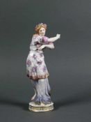 Porzellanfigur (Meissen, 1860 - 1924) "Tanzende Flora"; polychrome Malerei; auf rundem Sockel; bl.