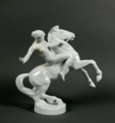 Amazone auf Pferd (Rosenthal, 2.H.20.Jh.) Weißfigur; Entwurf: Anton Grath 1918; Ausführung