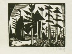 Schmidt-Rottluff, Karl (1884 Rottluff - 1976 Berlin) "Russischer Wald (1918)"; Holzschnitt;