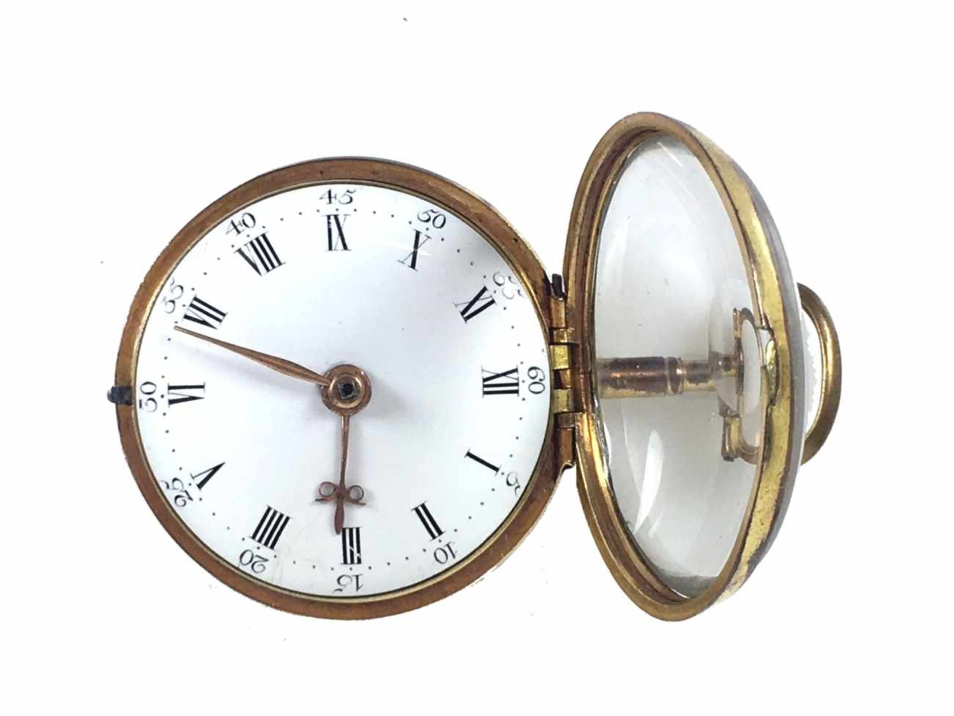 Spindel-Taschenuhr (London, ca. 1780 - 1800) 8ct GG-Gehäuse mit unbeschädigtem Emailziffernblatt; - Bild 5 aus 13