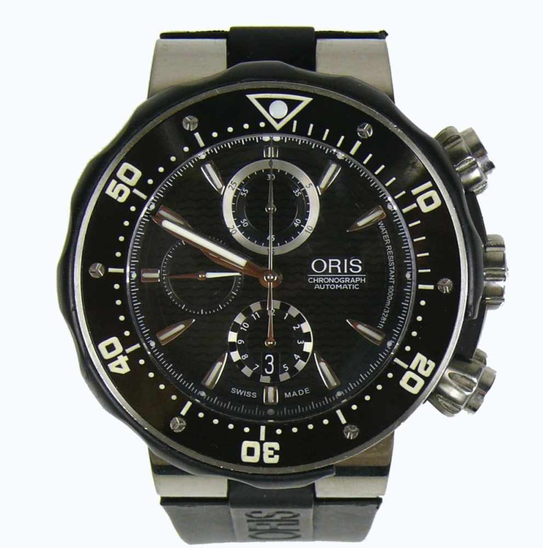 Oris ProDiver Chronograph Rotation Safty System Tested to 1000 Metres; Gehäuse Titan Kautschuk;