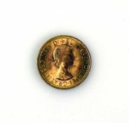 Goldmünze ELISABETH II, DEI GRATIA, 1958; 8g; D: 22 mm; ss