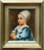 Anonym (1.H.20.Jh.) "Kleinkind-Halbportrait"; Porzellanbildplatte von Rosenthal; Darstellung "Baby