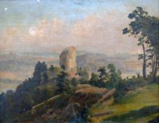 Mosbrugger, Josef (Konstanz 1810 - 1869) "Ruine Bodman"; Blick auf Ruine mit gegenüberliegender