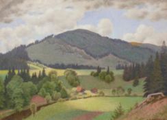 Schroedter, Hans (1872 Karlsruhe - 1957 Hausen v. Wald) "Sommerliche Schwarzwaldlandschaft"; Blick
