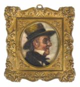 Deutsche Schule (1.H.20.Jh.) "Männer-Kopfportrait" zur Seite blickend; mit Hut und Brille; in