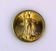 Goldmünze TWENTY DOLLARS USA 1927; 33,41g; D: 34 mm; ss