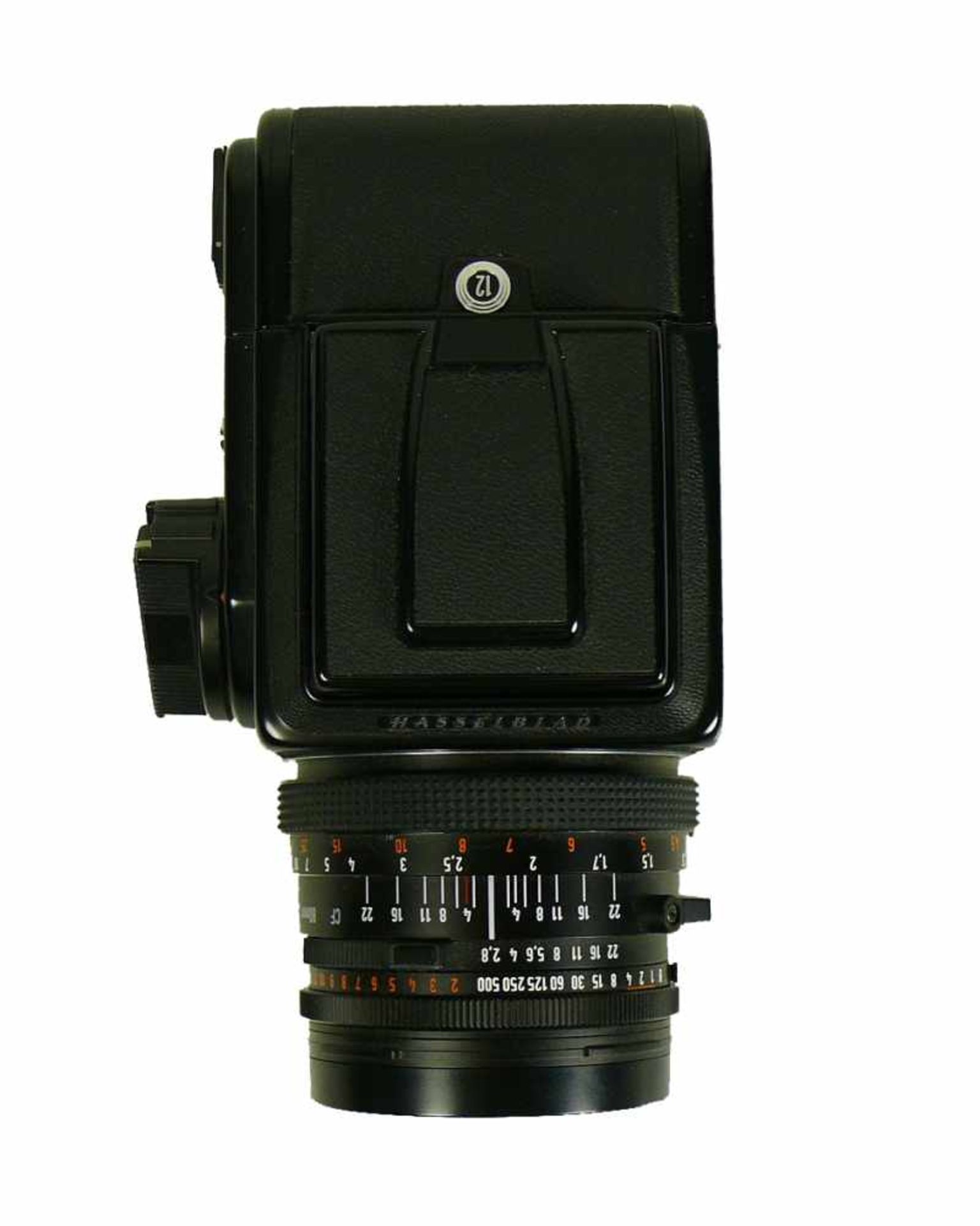 HASSELBLAD-Kamera Modell 500C/M; Carl Zeiss Objektiv Planar 2,8/80, 7169937; Funktion nicht geprüft; - Bild 5 aus 6